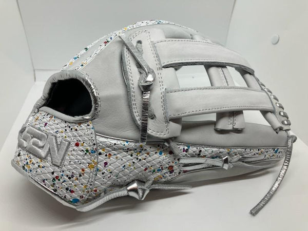 Japanese Kip Leather Elite Series fielding glove white paint splatter H web
