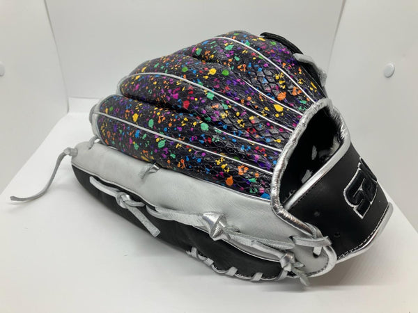 Japanese Kip Leather Elite Series fielding glove black paint splatter H web