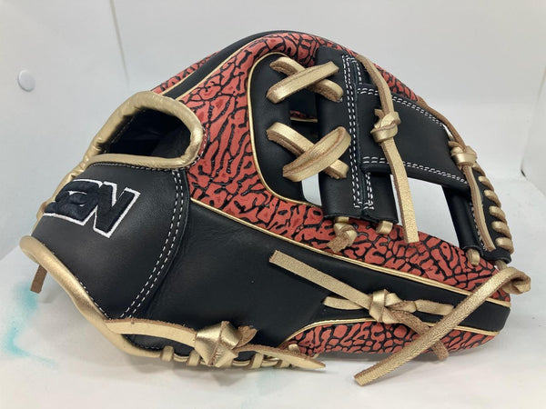 Japanese Kip Leather Elite Series fielding glove black/red elephant/metallic gold I web