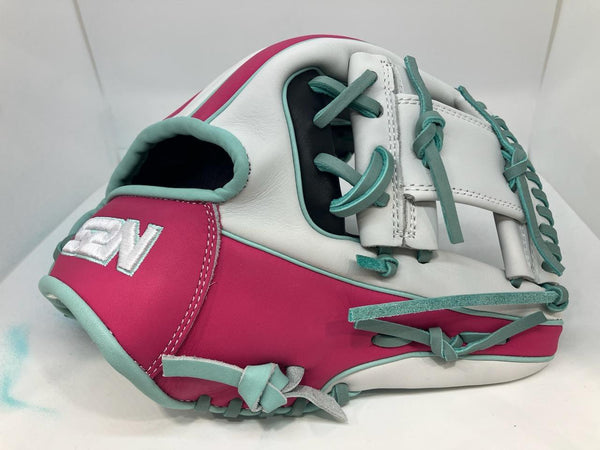 Japanese Kip Leather Elite Series fielding glove white/pink/mint I web
