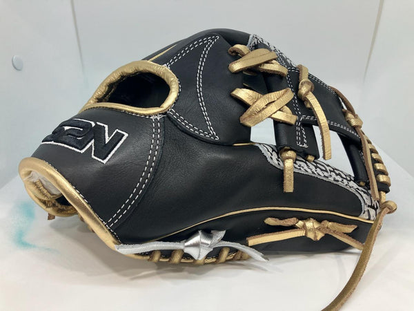 Japanese Kip Leather Elite Series fielding glove black/metallic gold/white elephant I web