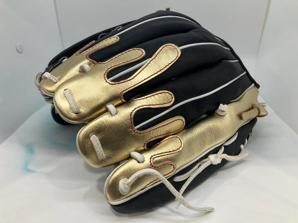 Japanese Kip Leather Elite Series fielding glove black/metallic gold/white drip H