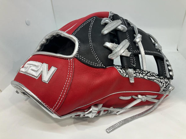 Japanese Kip Leather Elite Series fielding glove red/metallic gold/white elephant I web