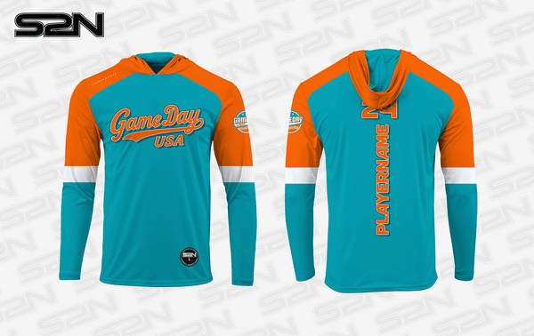 Junior All American teal hooded long sleeve