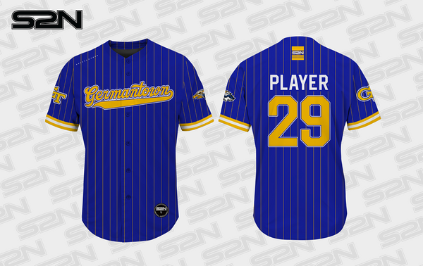 Germantown Baseball royal pins full button GAME JERSEY