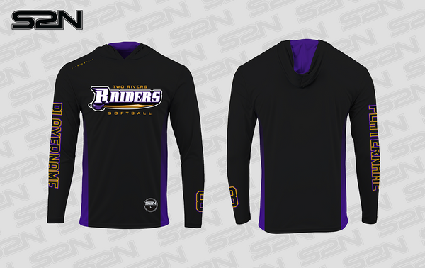 Two Rivers black hooded long sleeve